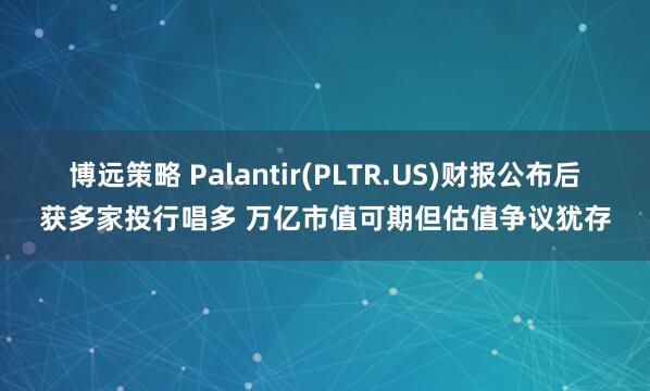 博远策略 Palantir(PLTR.US)财报公布后获多家投行唱多 万亿市值可期但估值争议犹存